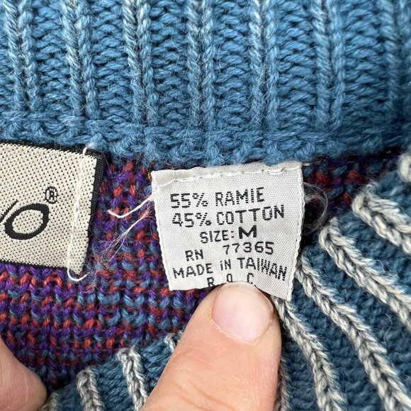 Vintage Kiya 80s 90s sweater grandpa aztec tribal geometrical print men's size m - Picture 3 of 12